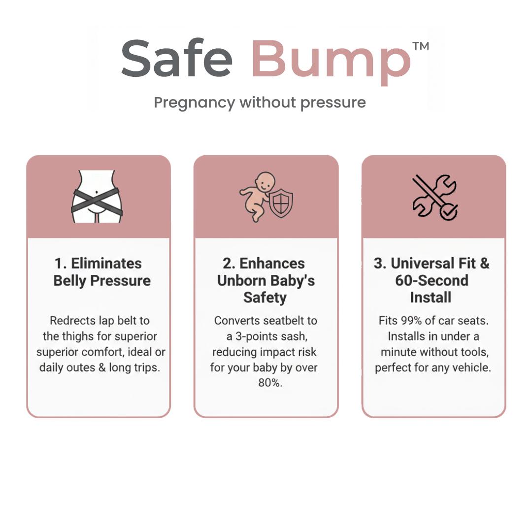 SafeBump™ The Seatbelt Adjuster That Stays Below Your Bump